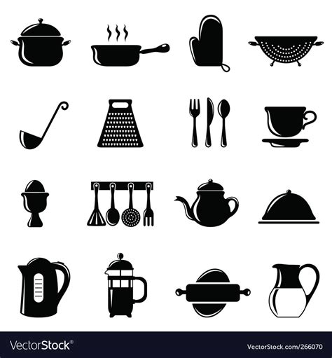 Kitchen Objects Set Royalty Free Vector Image Vectorstock