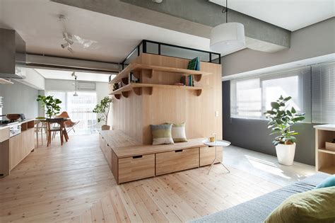 Screens are an indispensable part of japanese homes because they are often small and saving every inch of space is essential. L-Shaped Wood Partition Unifies All Areas In Small Practical Apartment | iDesignArch | Interior ...