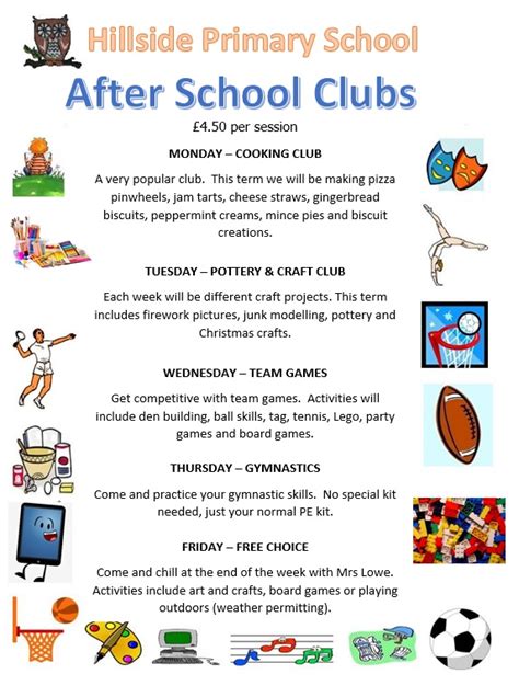 After School Clubs And Extra Curricular Activities Hillside Primary