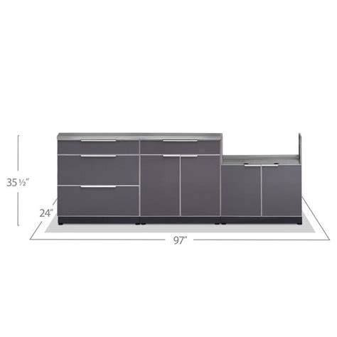 Newage Outdoor Kitchen Cabinets Slate Gray Aluminum 4 Piece Set With 33