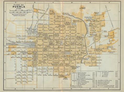 PLANO DE PUEBLA Mexico Mapa De La Ciudad City Town Plan 1938 Old 33