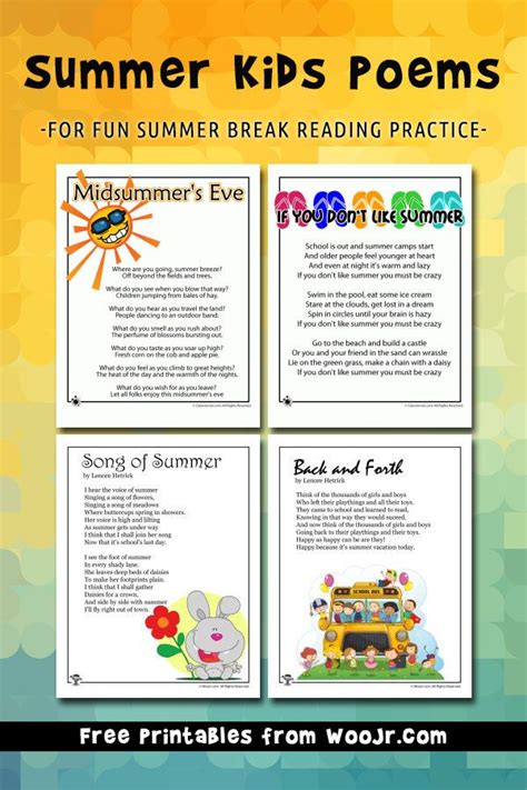 Summer Kids Poems | Kids poems, Summer poems, Sight words kindergarten