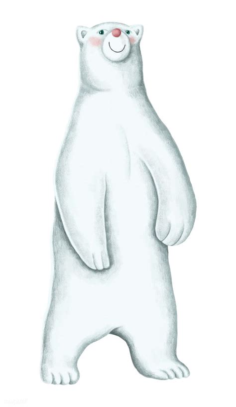 Hand Drawn Standing White Polar Bear Free Image By