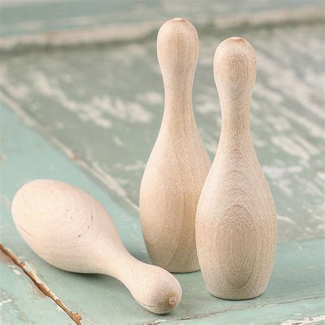 Small Unfinished Wood Bowling Pins Wood Miniatures Wood Crafts