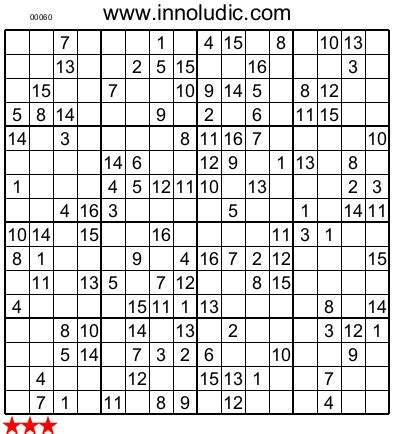 Levels of 16x16 sudoku puzzles. Home www.innoludic.com