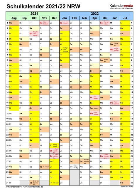 Last ned aprill 2021 kalender som html, excel xlsx, word docx, pdf eller pildifail. Schulkalender 2021/2022 NRW für PDF