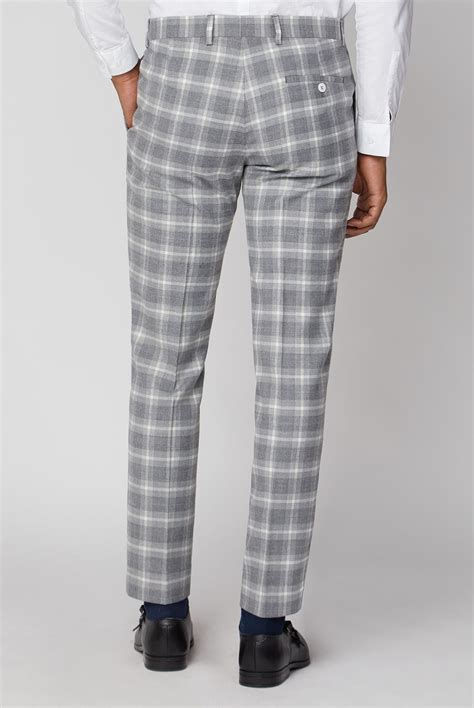 limehaus men s grey checked slim fit trousers suit direct