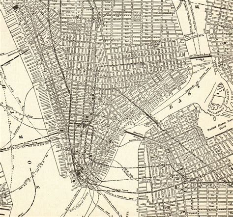 1921 Antique Manhattan Street Map New York City Map Gallery Wall Art