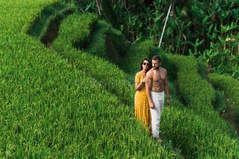 A Couple In Love Travels Through Asia Man And Woman Are Traveling In Bali Honeymoon Trip