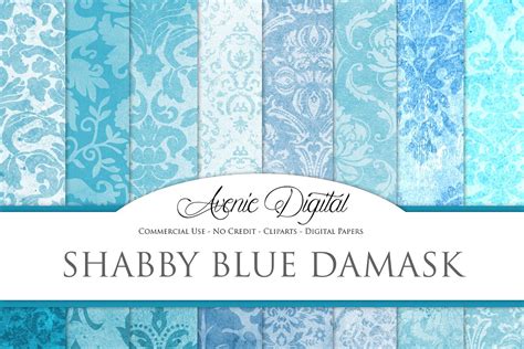 Shabby Chic Blue Damask Textures Custom Designed Textures Creative
