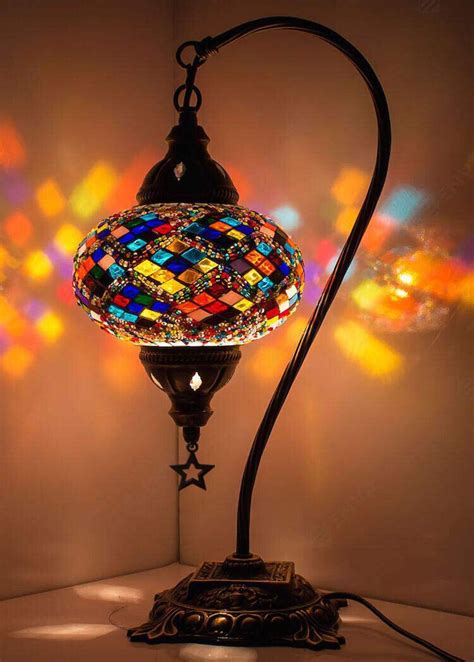 Turkish Moroccan Mosaic Bohemian Colorful Table Bedside Lamp Light