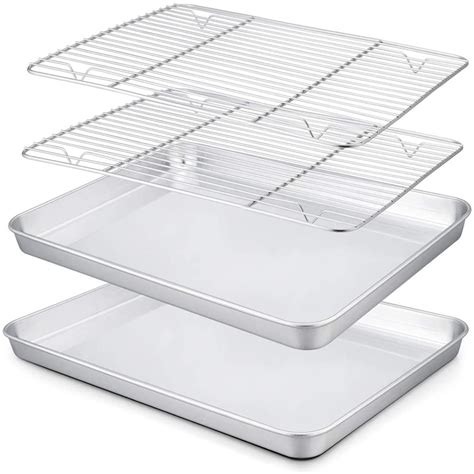 Casewin Baking Pan With Rack Set Stainless Steel Toaster Oven Baking