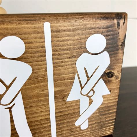 Need To Potty Stick Figures Sign Farmhouse Bathroom Sign Etsy