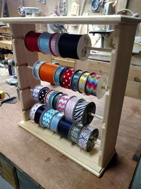 Ribbon Spool Rack Organizer For 4 Spools Etsy Diy Craft Room