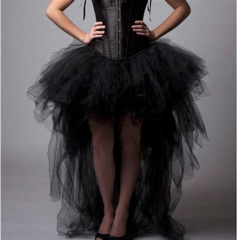 Gothic High Low Black Tulle Skirts Elastic Puffy Tutu Long Skirts For Women Color And