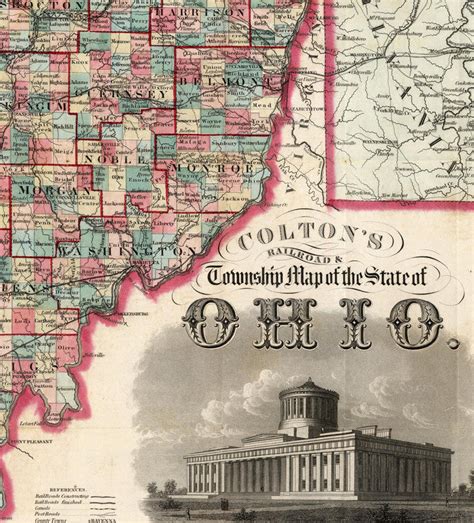 Old Map Ohio State 1860 Vintage Map Of Ohio Vintage Maps And Prints