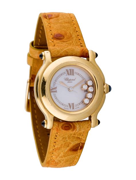 Alternatively, there are gold happy sport 36 automatic timepieces with rubies, emeralds, or blue sapphires and a matching leather strap. Chopard Mini Happy Sport Watch CHP20287 | The RealReal