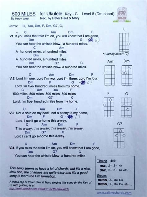 500 Miles Ukulele Chords Songs Just Lyrics Great Song Lyrics