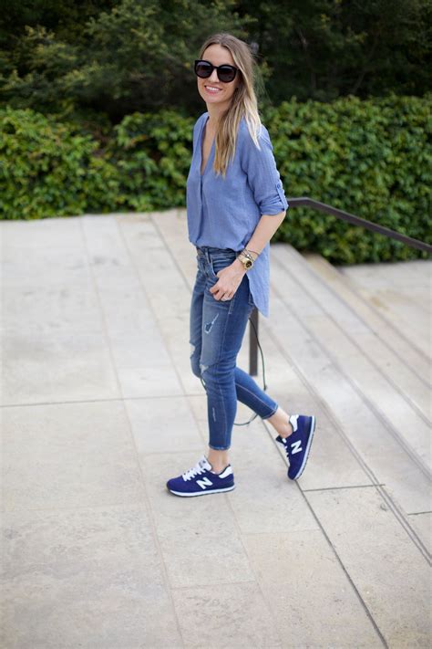 shades of blue sneaker outfits women new balance outfit summer work outfits