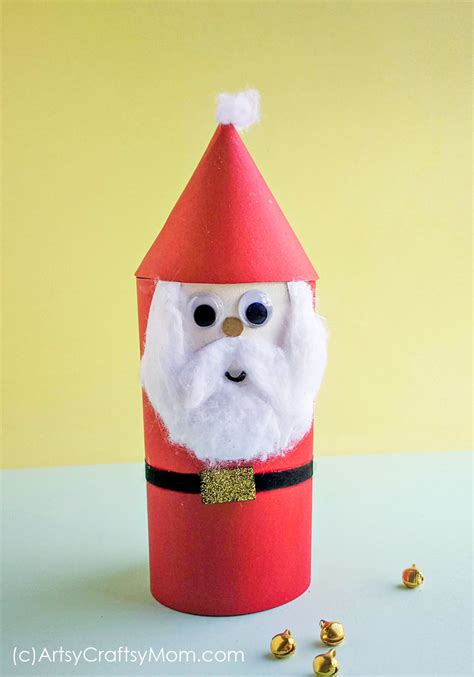 Easy Cardboard Roll Santa Claus Craft Christmas Craft Artsy Craftsy Mom