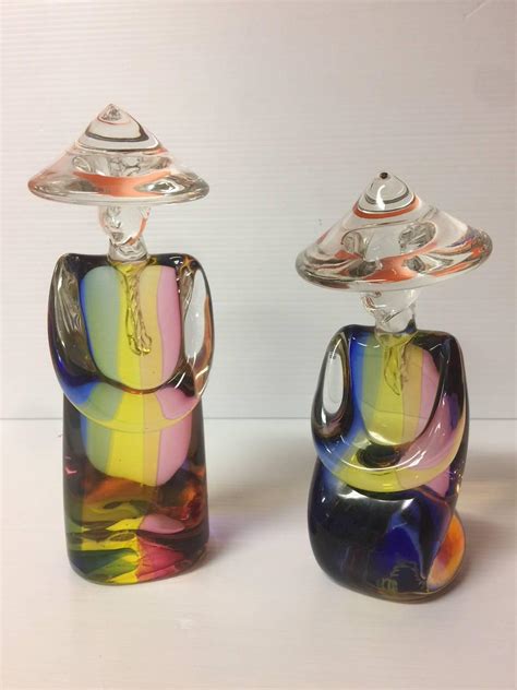 Chinese Figurines In Sommerso Art Glass By Archimede Seguso For Murano