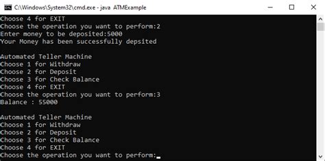 Atm Program Java Javatpoint