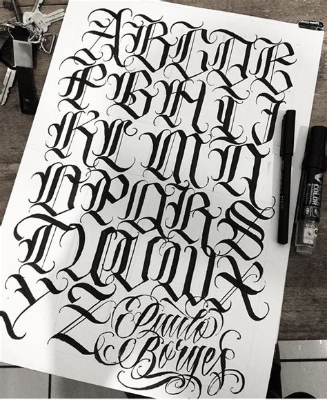 Letras Goticas Abecedario Lettering Chicano En La Siguiente Cuadr Cula