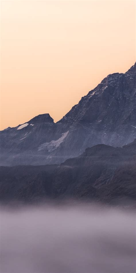 1080x2160 Mountain Range Covered In Fog One Plus 5thonor 7xhonor View