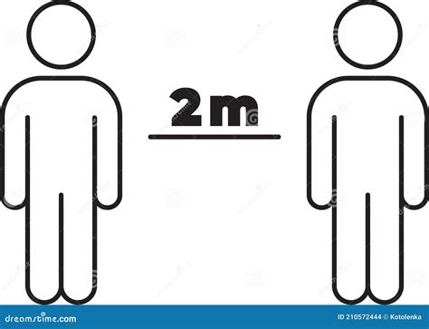 Please Social Distance Keep Distance Icon Two People Stock