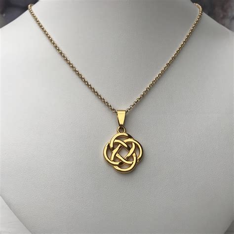 Celtic Knot Plain Stainless Steel Chain With Pendant In Gold Etsy