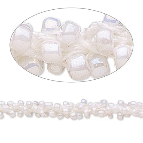 Seed Bead Cord Glass And Nylon White And Opaque Luster White 6mm