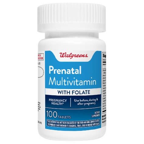 Walgreens Prenatal Multivitamin With Folate Tablets 100 Ct Kroger
