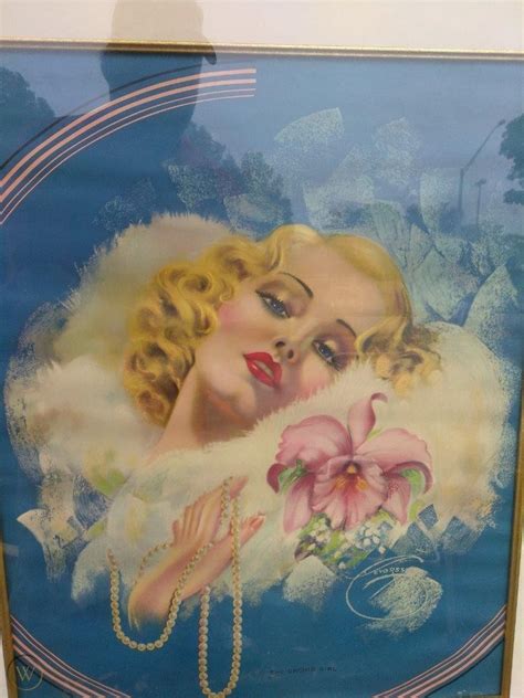 Antique Vintage 1940s Pinup Girl Poster Print Billy Devorss Orchid Girl Blonde 1847840833