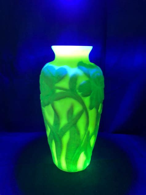 Consolidated Phoenix Glass Vase Uranium Glass Art Deco Vase Etsy