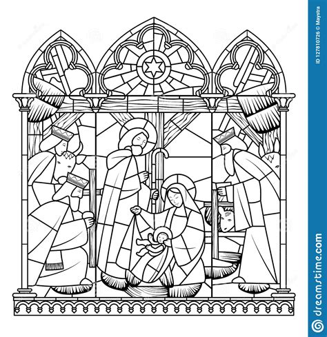 Learn how to draw birth of jesus pictures using these outlines or print just for coloring. Linear Drawing Of Birth Of Jesus Christ Scene In Gothic ...