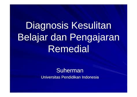 Pdf Diagnosis Kesulitan Belajar Dan Pengajaran Remedialfile Upi Edu