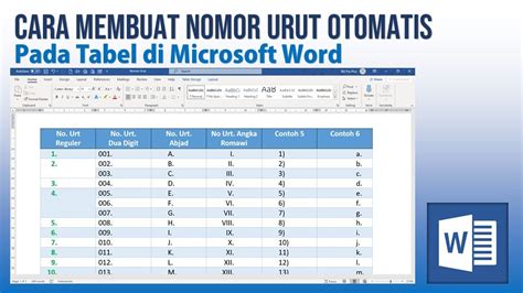 Cara Mudah Membuat Nomor Urut Otomatis Di Tabel Microsoft Word YouTube