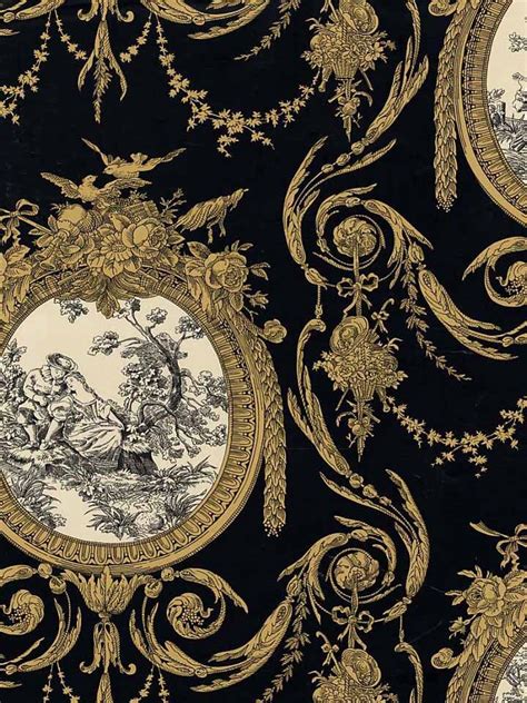 Country curtains toile curtains black and cream 50x84. Black and Gold Toile | Fabric | Pinterest
