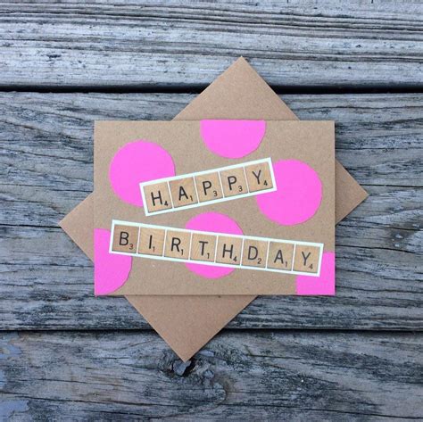 Happy Birthday Scrabble Polka Dot Card Handmade