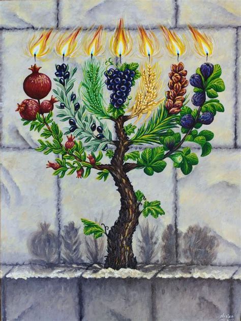fruitfull light menorah of 7 fruits of israel sparrow nest creations