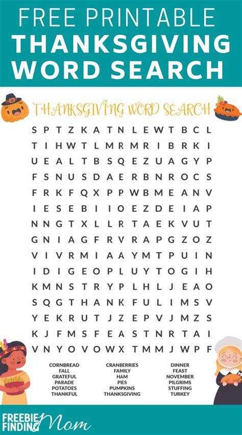 Printable Word Search For Thanksgiving
