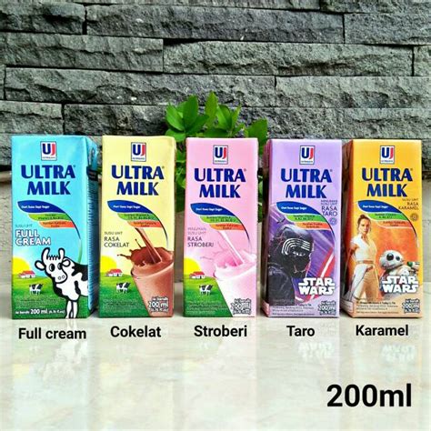 Jual Susu Ultra Milk 200ml250ml Full Cream Coklat Stroberi Karamel Taro Ecer Ultramilk