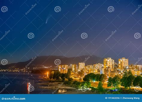 Vancouver Stadt Kanada In Der Nacht Mit Neowsih Kometenhintergründen