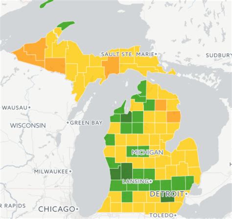 Population Map Of Michigan Tourist Map Of English