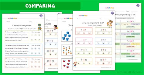 In first grade, children learn to count pennies, nickels, dimes, and quarters. Comparing Numbers Worksheets for Grade 1 | Greater Than ...
