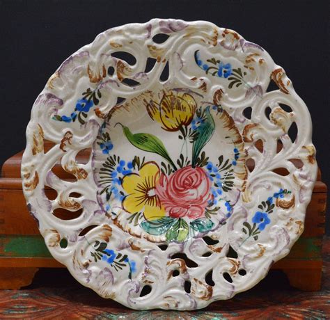 Vintage Italian Ceramic Hand Painted Floral Plate Etsy