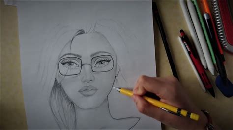 How To Draw A Girl Face With Glasses Step By Step Youtube
