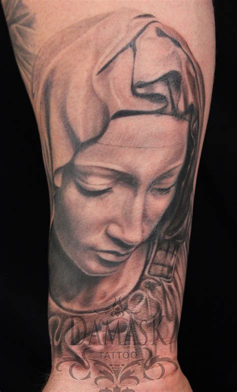 in progress virgin mary tattoo by christy brooker at damask tattoo in seattle wa one more
