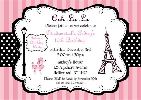 Parisian Birthday Party Invitations | Pink Poodle | Kids Birthday