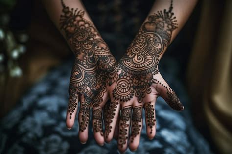 Premium Ai Image A Woman With Henna On Her Hands